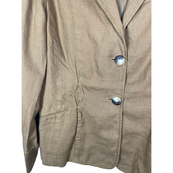 J Jill 100% Linen Blazer Jacket Women's M Brown Button Up Pockets Long Sleeve - Picture 4 of 12